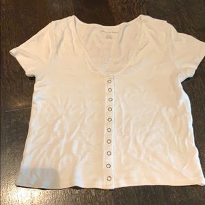 White button up tee